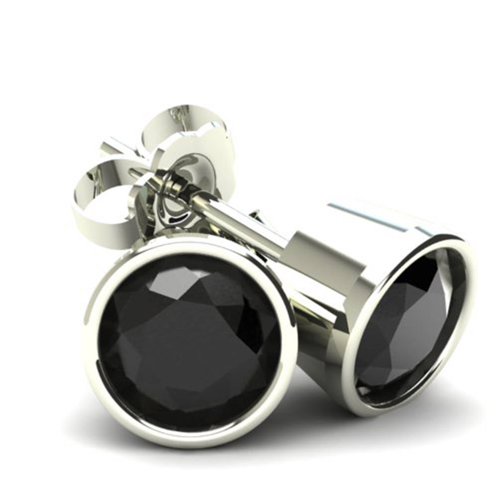 .33CT Round Brilliant Cut Black Diamond Stud Earrings In 14K Gold L9761