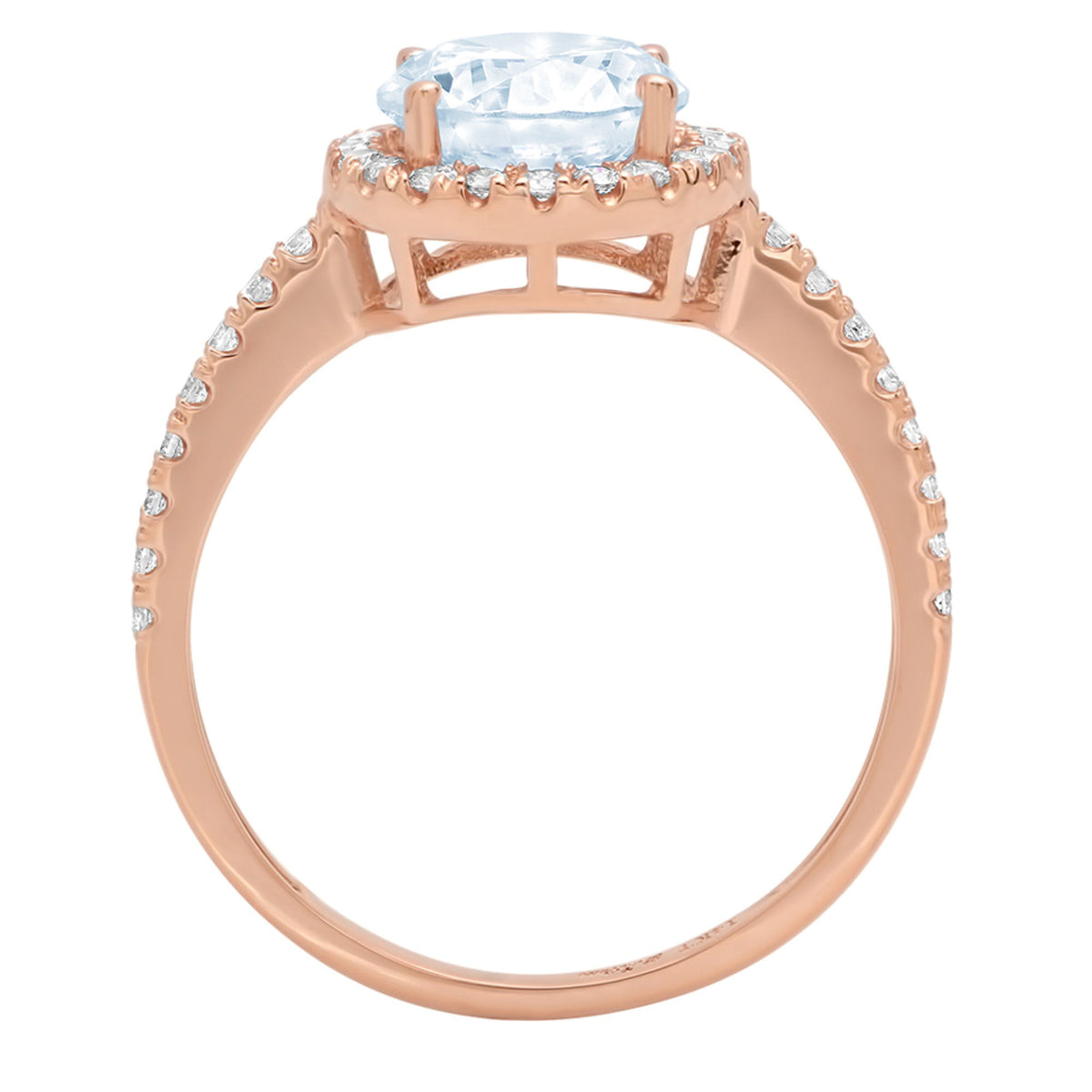 1.86ct Round Cut Blue Simulated Diamond 18k Rose Gold Halo Ring Size 3.75 U8412