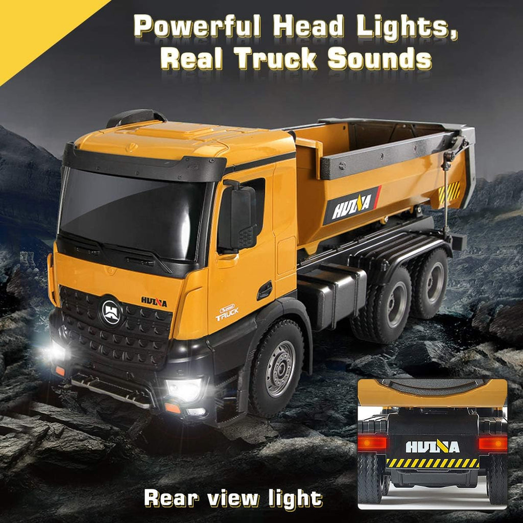 1/14 Scale Metal RC Dump Truck Toy with LED Lights E693401