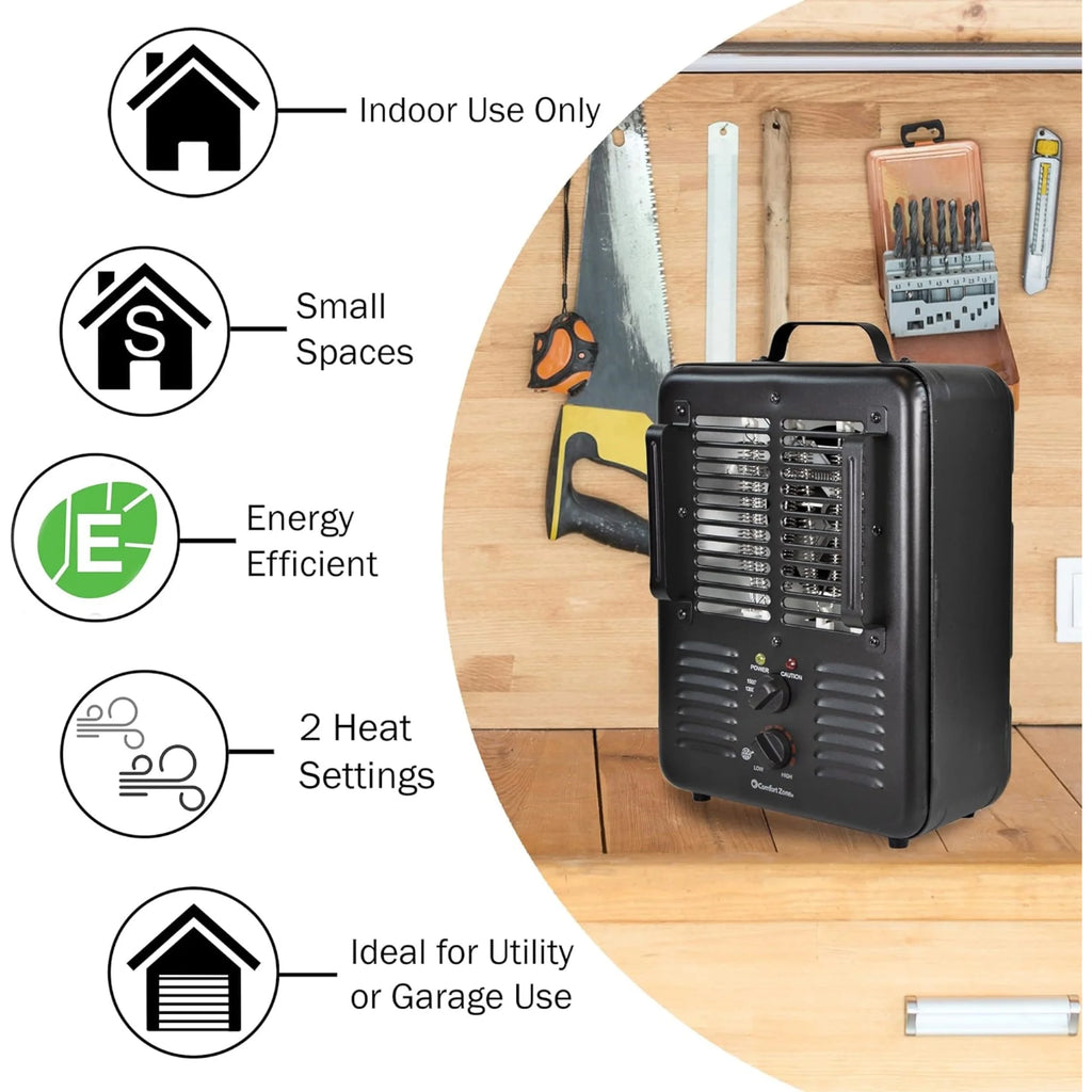 1,500-Watt Black Electric Utility Heater N200333