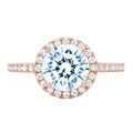 1.86ct Round Cut Blue Simulated Diamond 18k Rose Gold Halo Ring Size 3.75 U8412