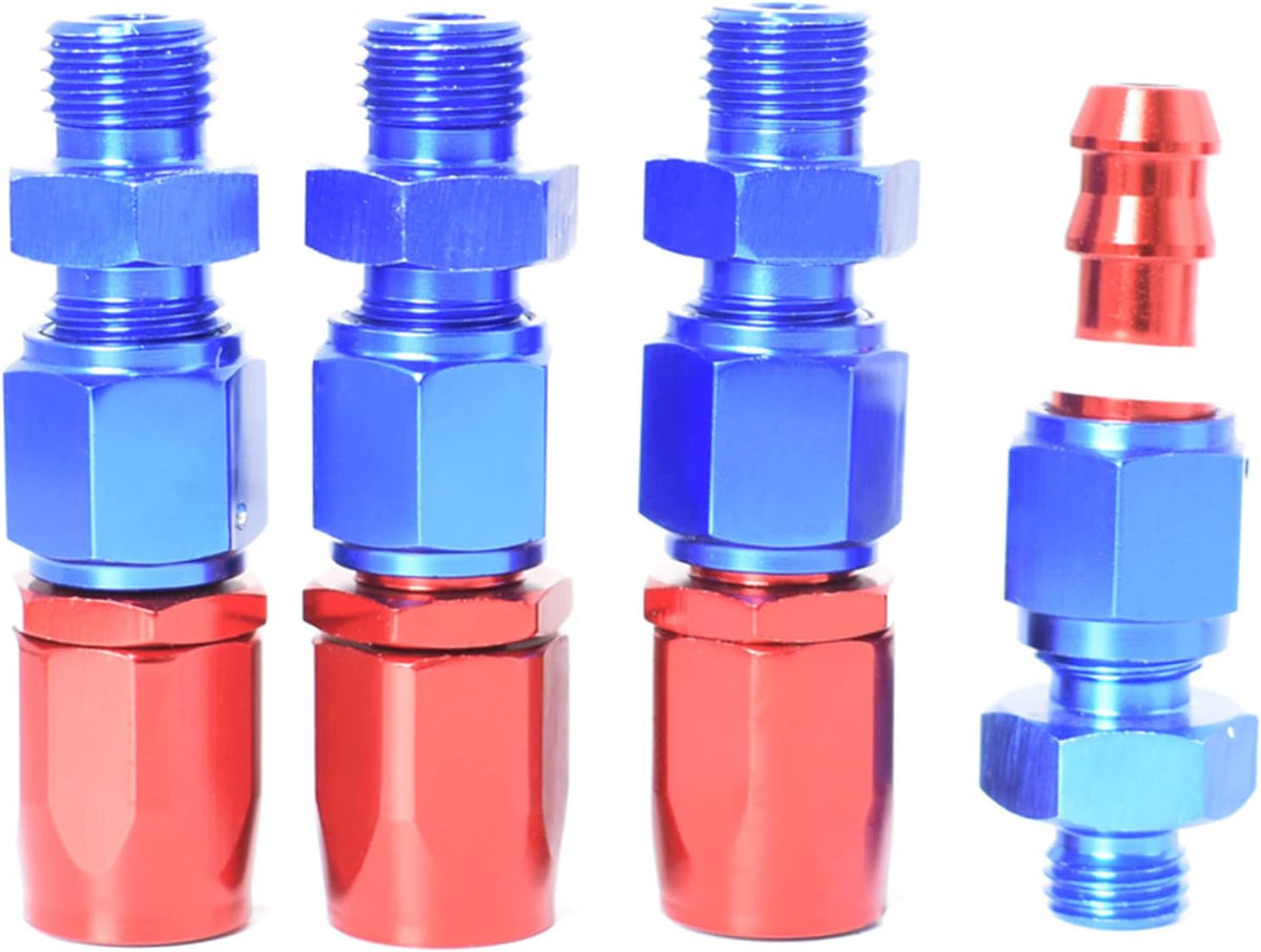 0-100 Psi Blue Red Universal Fuel Pressure Regulator Kit with Gauge and AN-6 Fuel Line Hose Pack of 2 N959