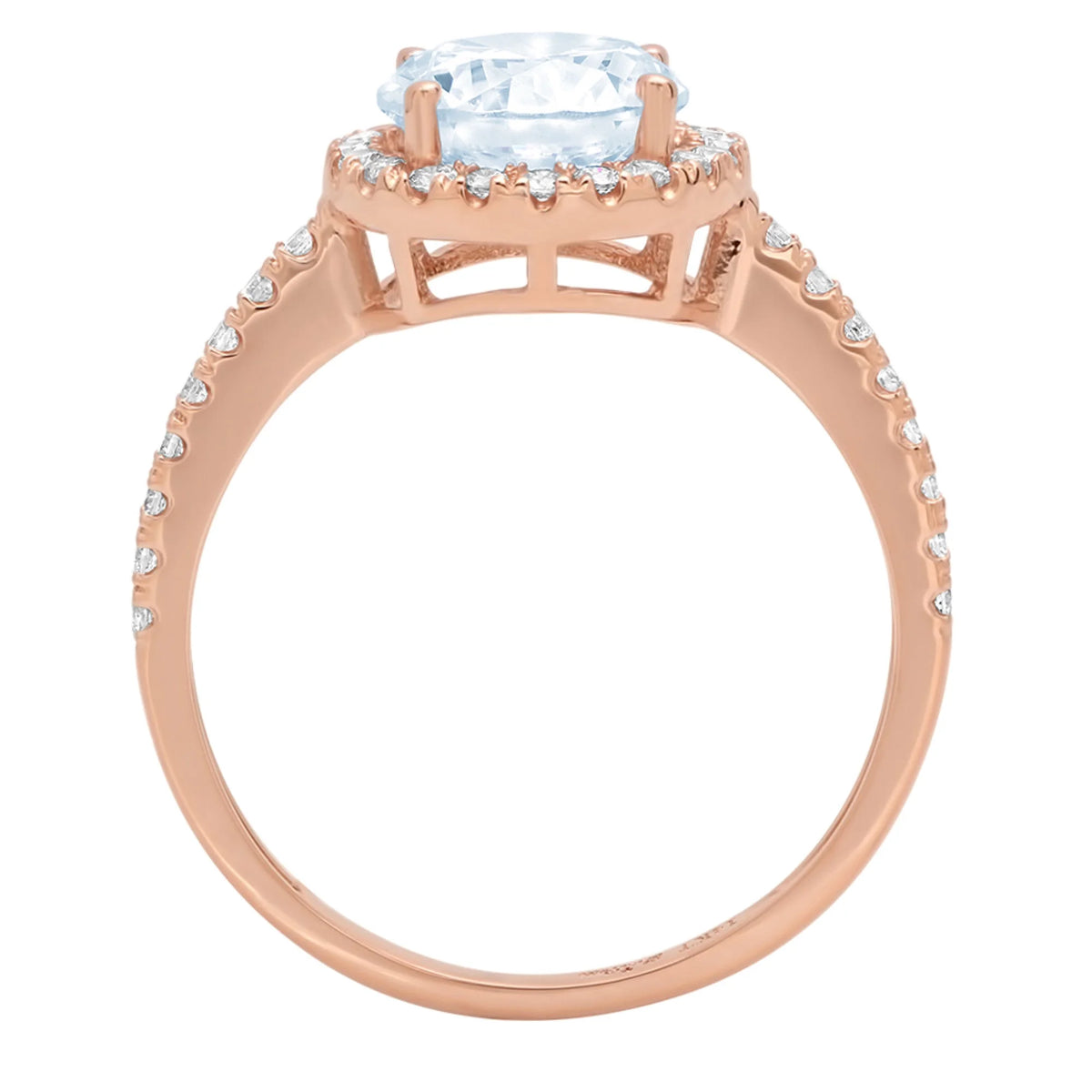 1.86ct Round Cut Blue Simulated Diamond 18k Rose Gold Halo Ring Size 3.75 U8412